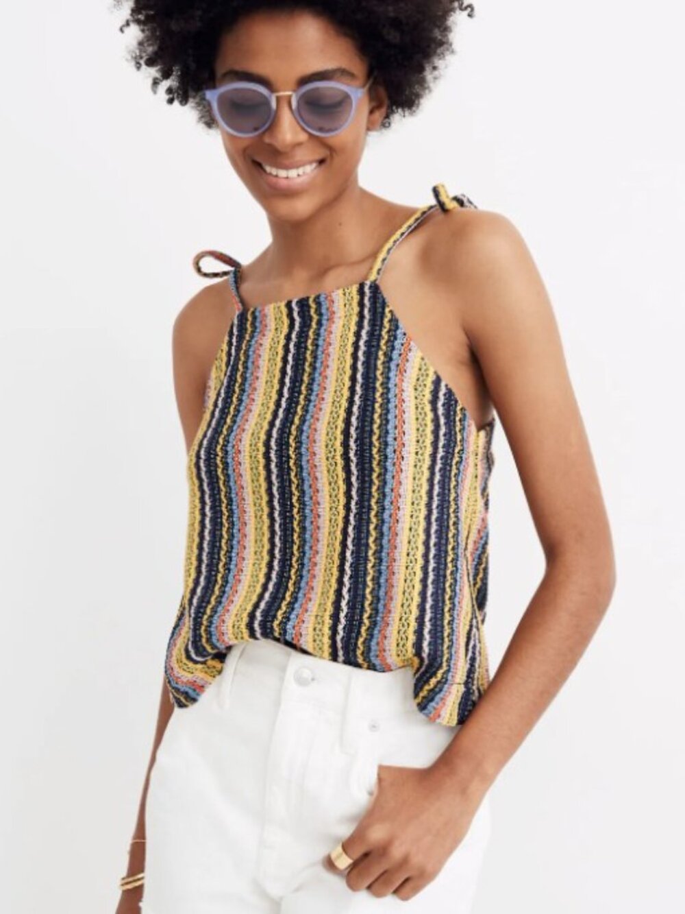 NWT Madewell Texture & Thread SMALL Tie-Shoulder Tank Top Crochet Missoni M0065